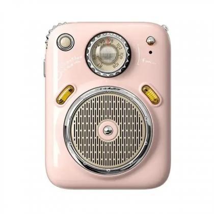 Vintage-inspired Portable Pink Bluetooth Speaker..