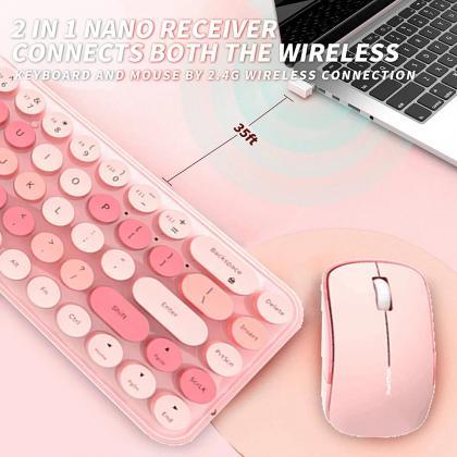 Wireless Pink Gradient Keyboard And Mouse Combo