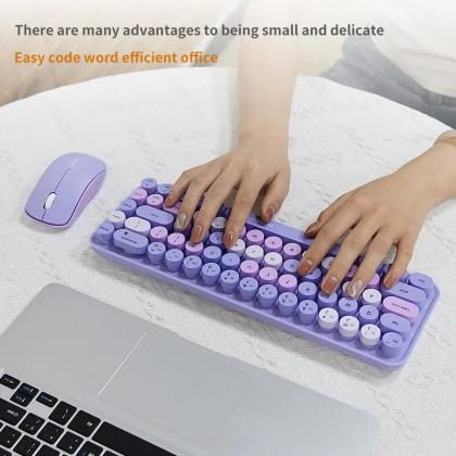Wireless Pink Keyboard And Mouse Combo Slim Design