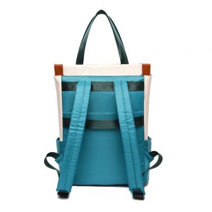 Womens Two-tone Canvas Tote Bag With Zipper