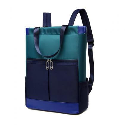 Womens Two-tone Canvas Tote Bag With Zipper