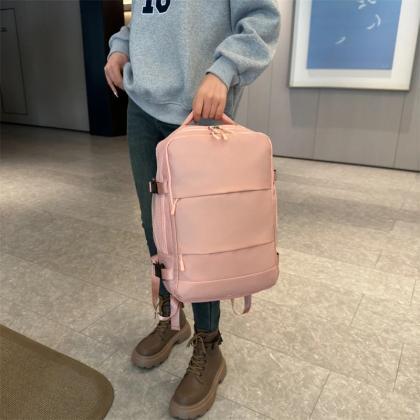 Chic Pastel Pink Lightweight Travel Backpack For..