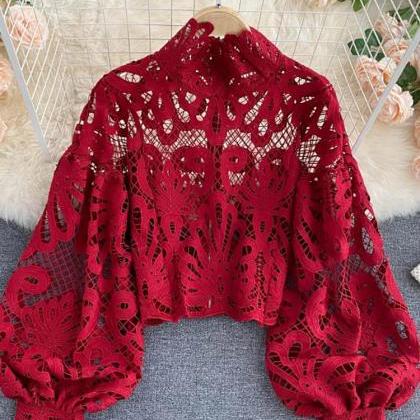 Elegant Red Lace Shawl Wrap For Evening Wear