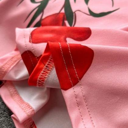 Long Pink Floral Print Summer Sleeveless Satin..