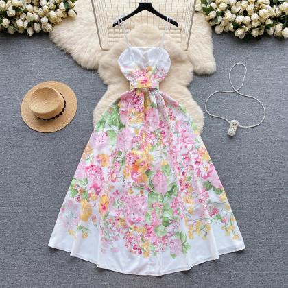 Floral Print Bow-knot Summer Beach Maxi Dress