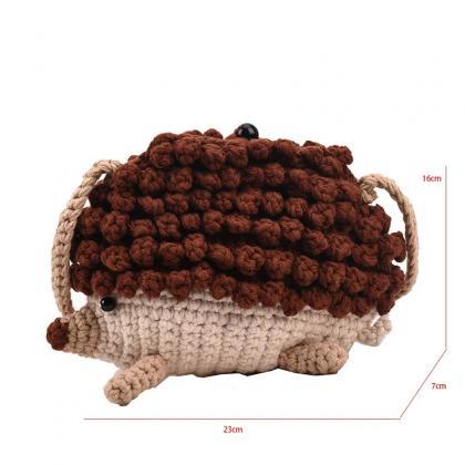 Handmade Crochet Hedgehog Design Fashion Shoulder..
