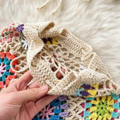 Bohemian Crochet Bikini Top And Fringe Shawl Set