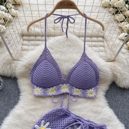 Sexy Bohemian Embroidery Hollow Two Pieces Sets..