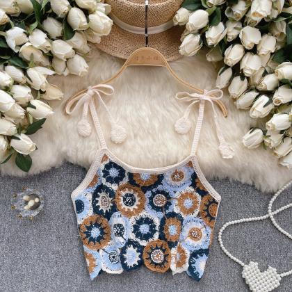 Handmade Crochet Lace Sunflower Summer Tank Top