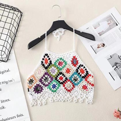 Handmade Crochet Flower Pattern Boho Tassel..