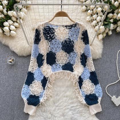 Bohemian Fringe Crochet Lace Cardigan Sweater For..