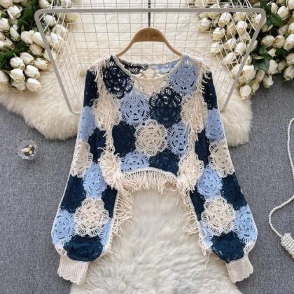 Bohemian Fringe Crochet Lace Cardigan Sweater For..
