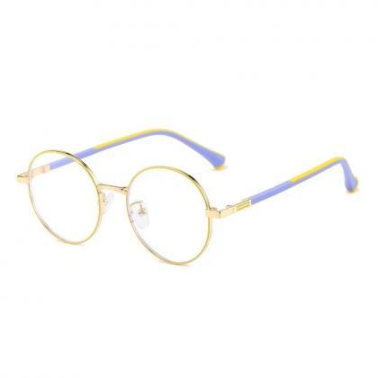 Vintage Round Metal Frame Clear Lens Eyeglasses..