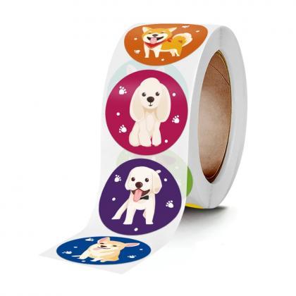 Cute Dog Breed Assorted Stickers Roll For Kids