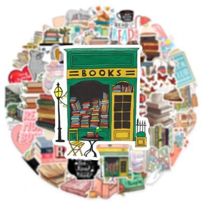 Assorted Book Lovers Reading Stickers Pack, 50 Pcs