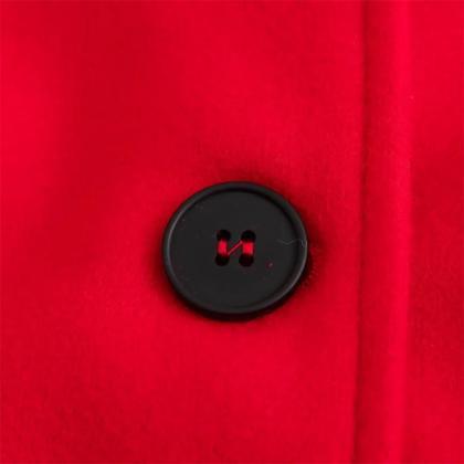 Elegant Long-sleeve Wool Blend Coat In Red And..