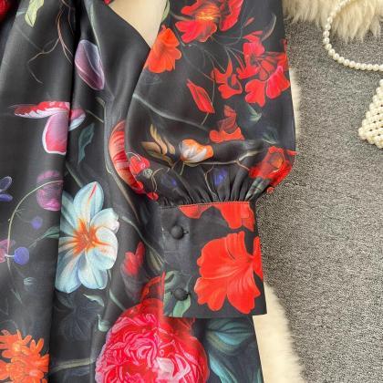 Belted Flared Long Elegant Maxi Dress main image 1