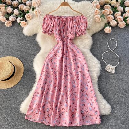 Off-shoulder Floral Print Summer Maxi Dress In..