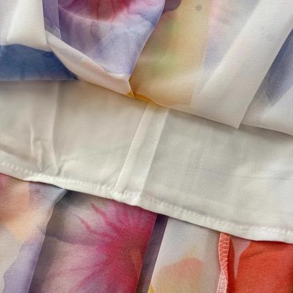 Womens Floral Print Bow-tie Summer Sleeveless Midi..