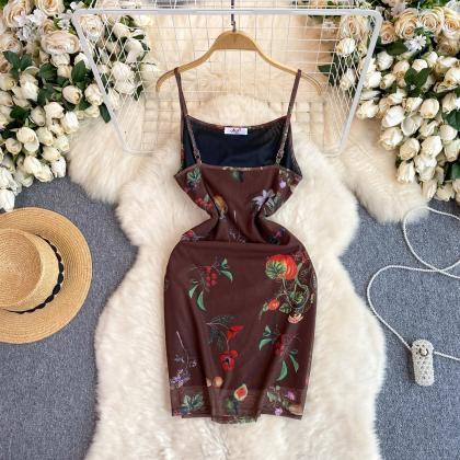 Womens Floral Print Summer Cami Dress With Scarf