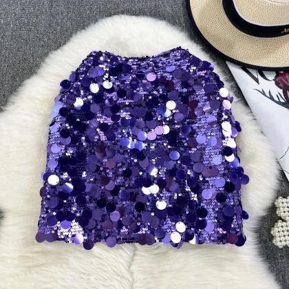Womens Sparkly Sequin Party Skirts In Various..