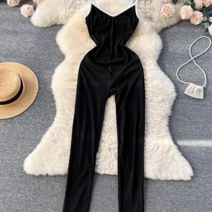 Chic Pink Sleeveless Spaghetti Strap Jumpsuit For..