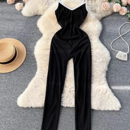 Chic Pink Sleeveless Spaghetti Strap Jumpsuit For..