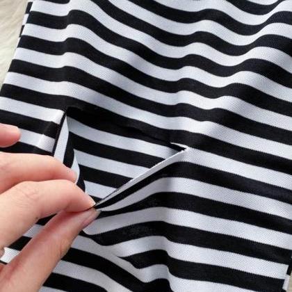 Womens Striped Drawstring Waist Flared Pajama..