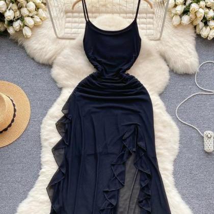 Elegant Navy Blue Ruched Cocktail Dress With..