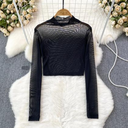 Womens Sheer Sleeve Faux Fur Sequin Crop Top