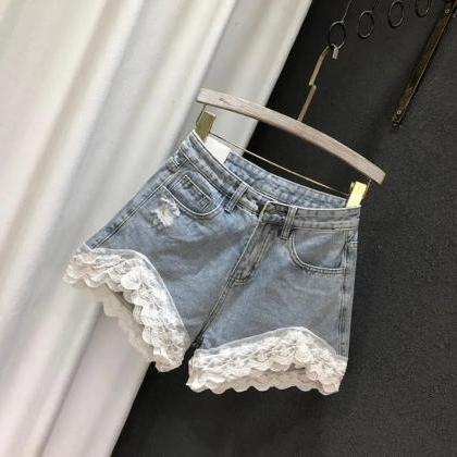 Tulie Grommet Distressed Denim Shorts