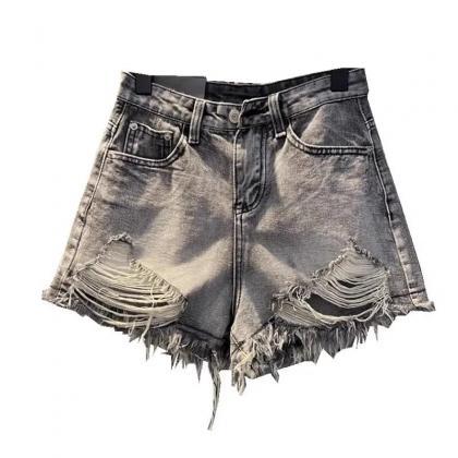 Vintage High-waisted Distressed Denim Shorts Women on Luulla