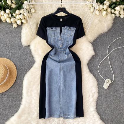 Patchwork Bodycon Dress main image 0