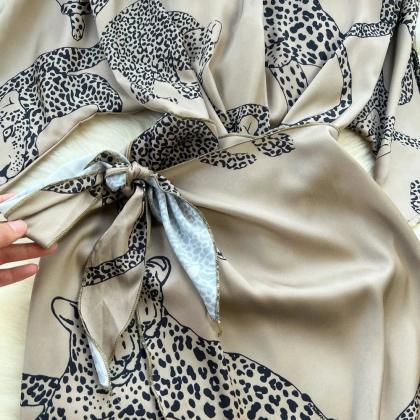 Metallic Leopard Kimono Dress