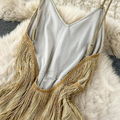 Spaghetti Strap Fringe Bridal Cocktail