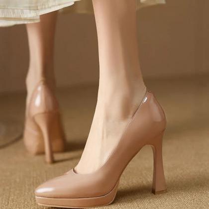 Elegant Nude High Heel Platform Pumps Shoes on Luulla