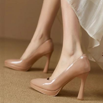 Elegant Nude High Heel Platform Pumps Shoes on Luulla