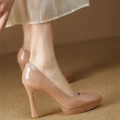 Elegant Nude High Heel Platform Pumps Shoes on Luulla