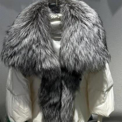 0400~Nylon Blend DIXON Down Jacket with Real Fur