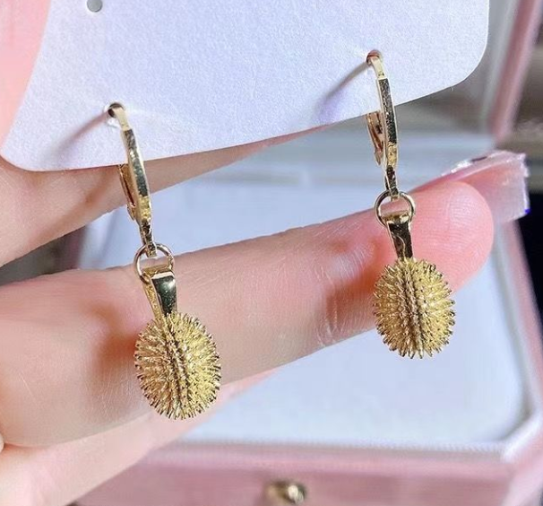 Stylish And Versatile Simple Buckle Light Luxury Durian Earrings And Necklace