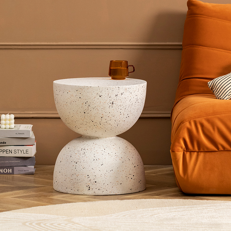 Nordic Hourglass Imitation Terrazzo Small Side Table Ins Coffee Table Coffee Table Creative Round Storage Small Side Table