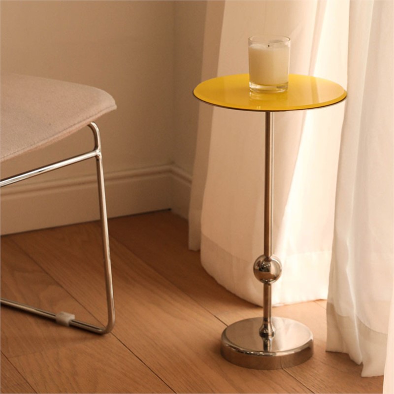 Sofa Bedside Small Coffee Table Modern Minimalist Creative Mini Small Table Removable Stainless Steel Glass Coffee Table