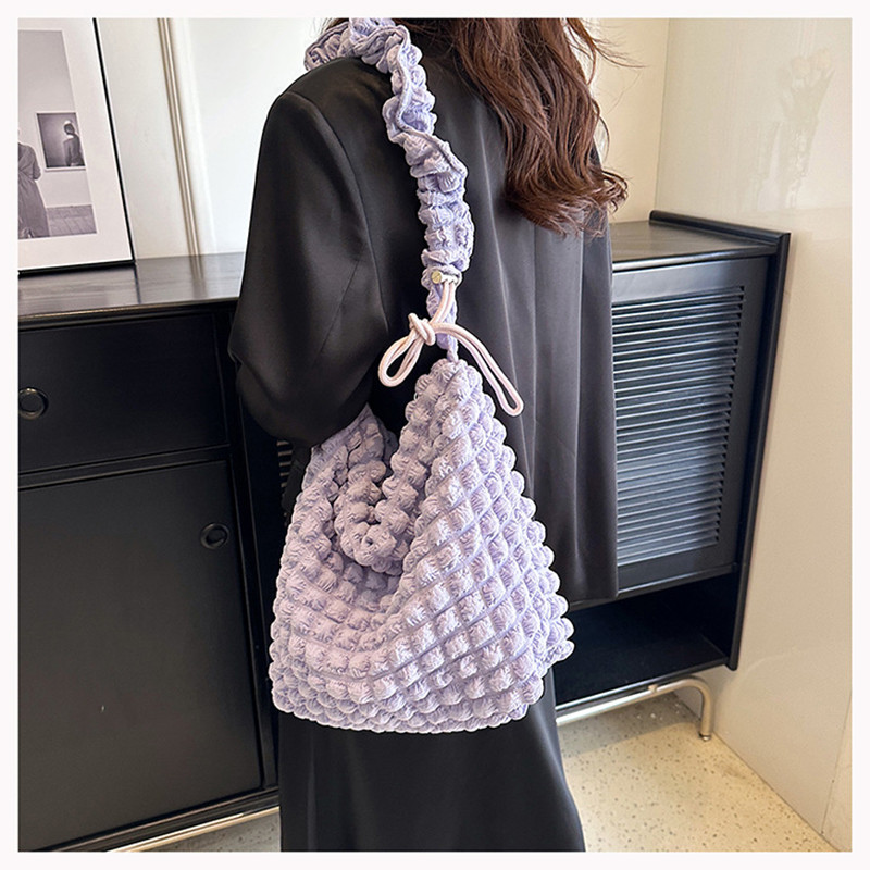 Korean Fashion Nylon Shoulder Bags Womens Hobo Shopper Bag Quilted Pleated Design Cloud Crossbody Bag Large Capacity Tote Bags