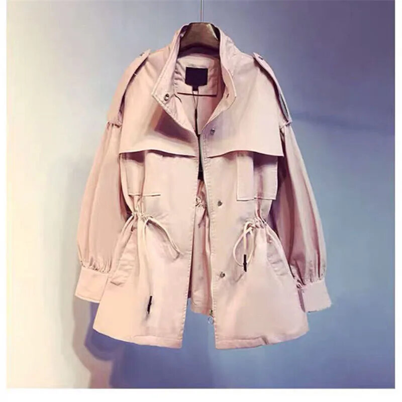 Spring Autumn Jackets Women's Korean Style Tooling Windbreaker Casual Mid-length Loose Coat Thin Female Overwear Tops