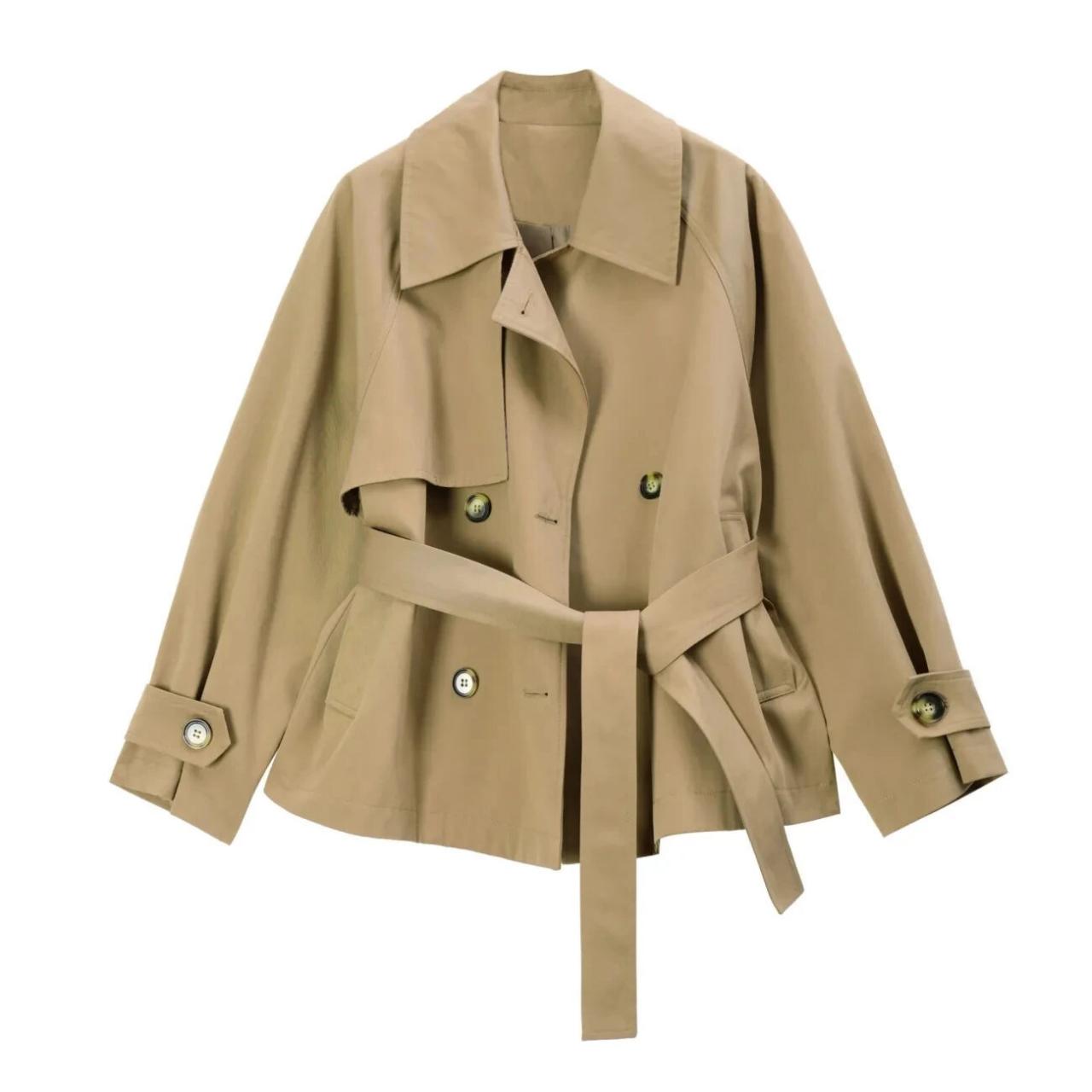 Spring/autumn Loose Oversize Woman Trench Coat Short Jacket Double Breasted Female Trench Coat Belt Solid Overwear