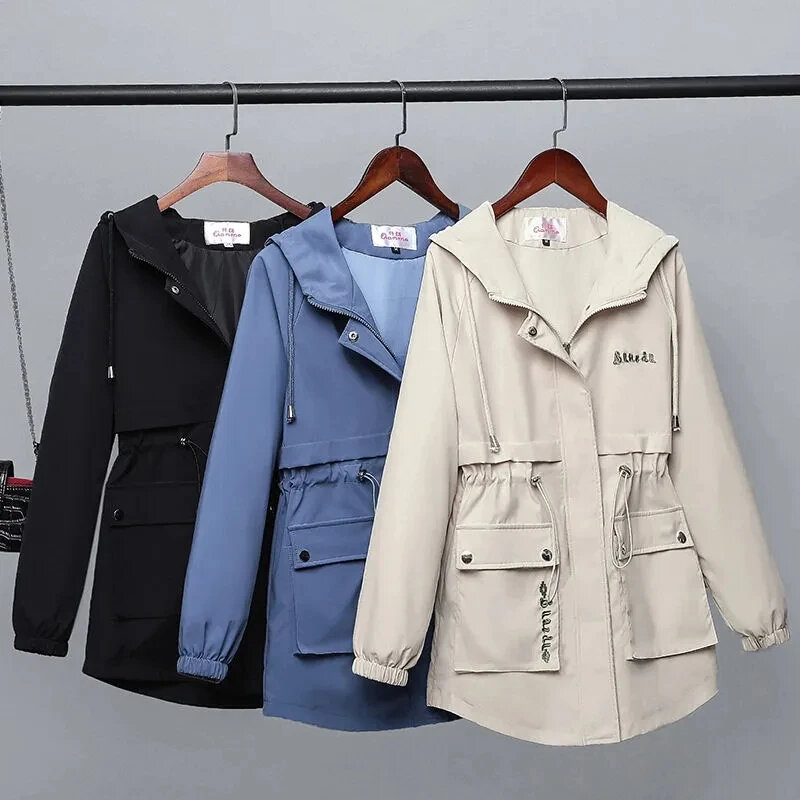 Women's Spring Autumn Coat Women Jacket Tops Loose Plus Size 5xl Windbreaker Female Hooded Trench Coat Korean Outwear