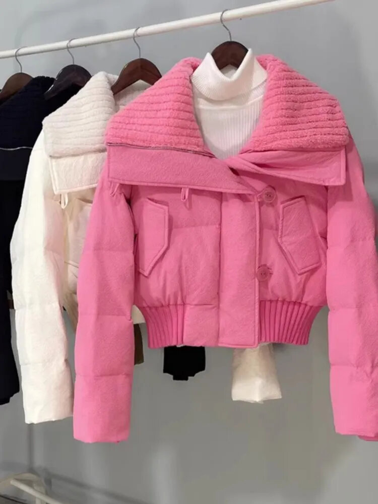 Winter Women's High Quality Luxury Short Parkas Puffer Bomber Jacket Women Warm Cotton Padded Coats Korean Fashion Outerwear