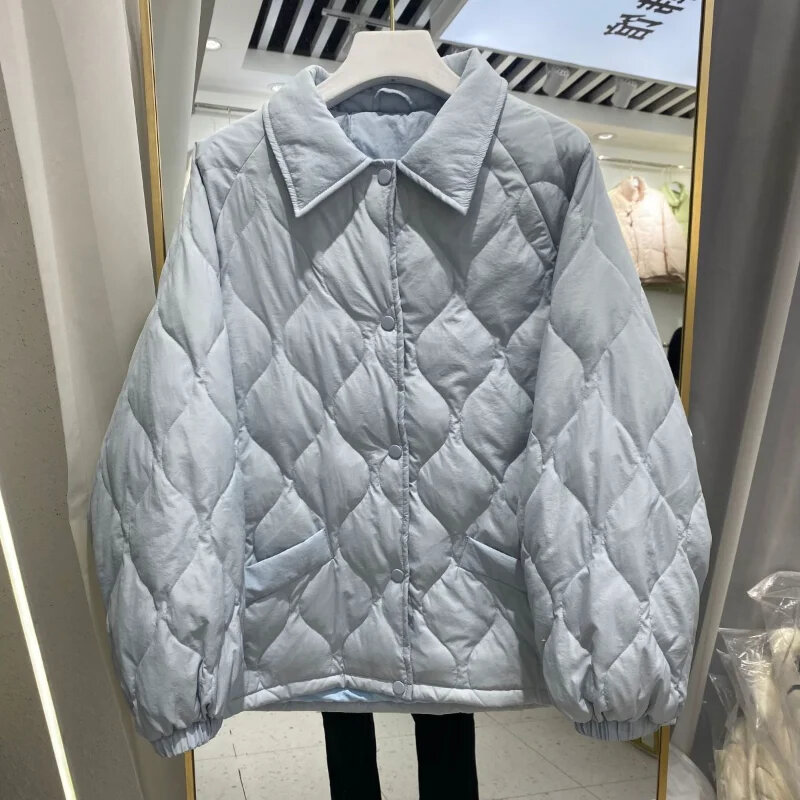 Winter Jacket Women Quilted Coat Korean Clothing Loose Lapel Harajuku Light Thin Female Outwear Cotton Padded Parkas Streetwear