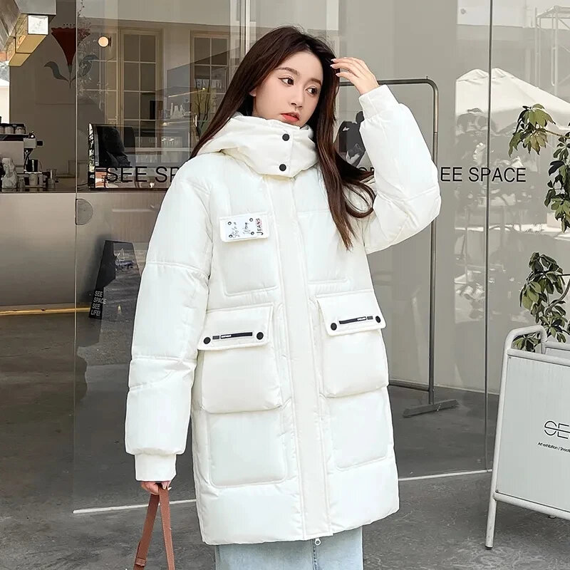 Winter Down Cotton Jacket Women Long Parkas Thicke Warm Hooded Coat Fashion Lady Loose Windproof Snow Wear Overcoat 6xl