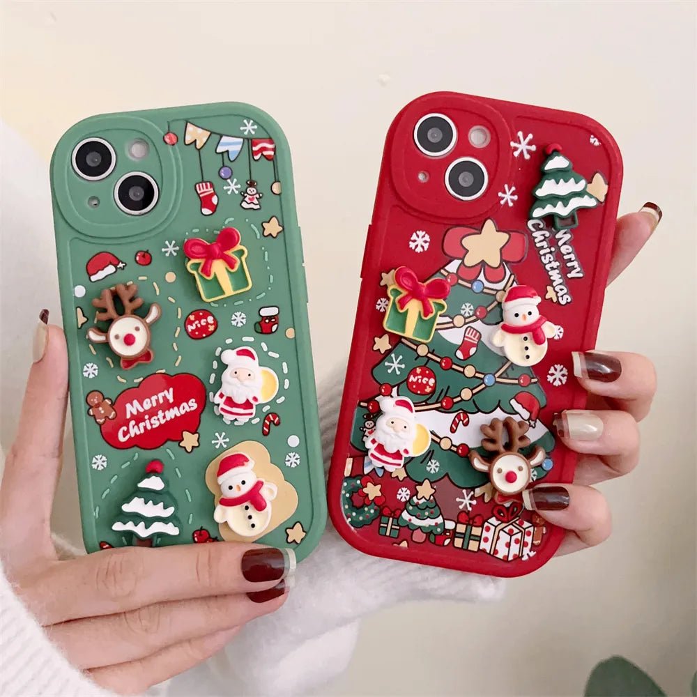 Festive Red & Green Christmas-themed Smartphone Cases